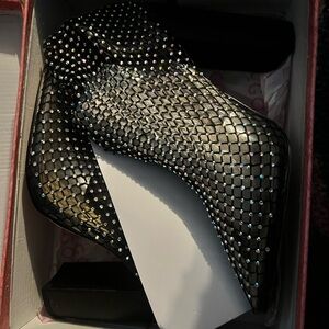 EGO Black Rhinestone Mesh Heels